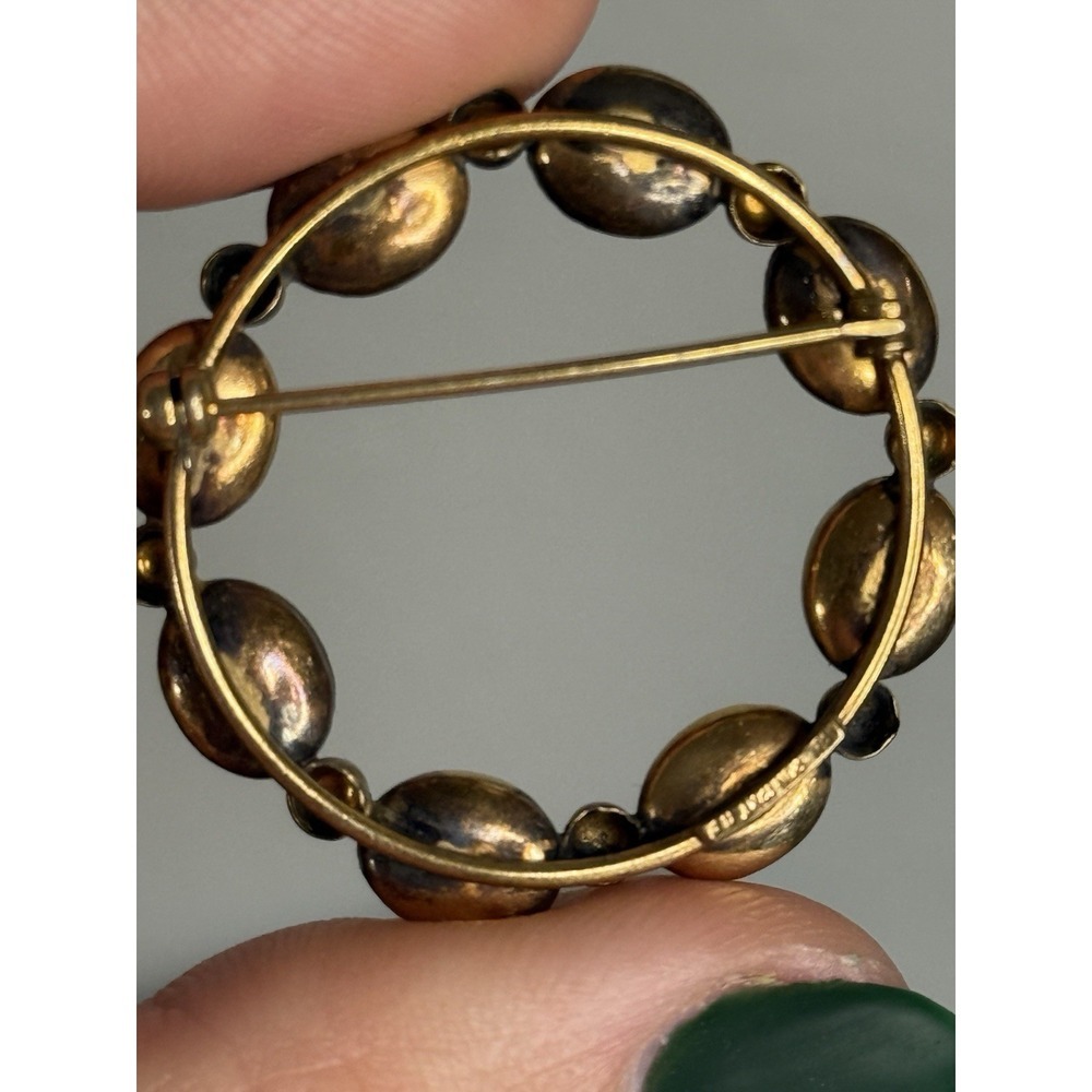 Vintage 12K Golf Filled 8 Carved Stone Scarab Brooch Pin - Picture 4 of 6
